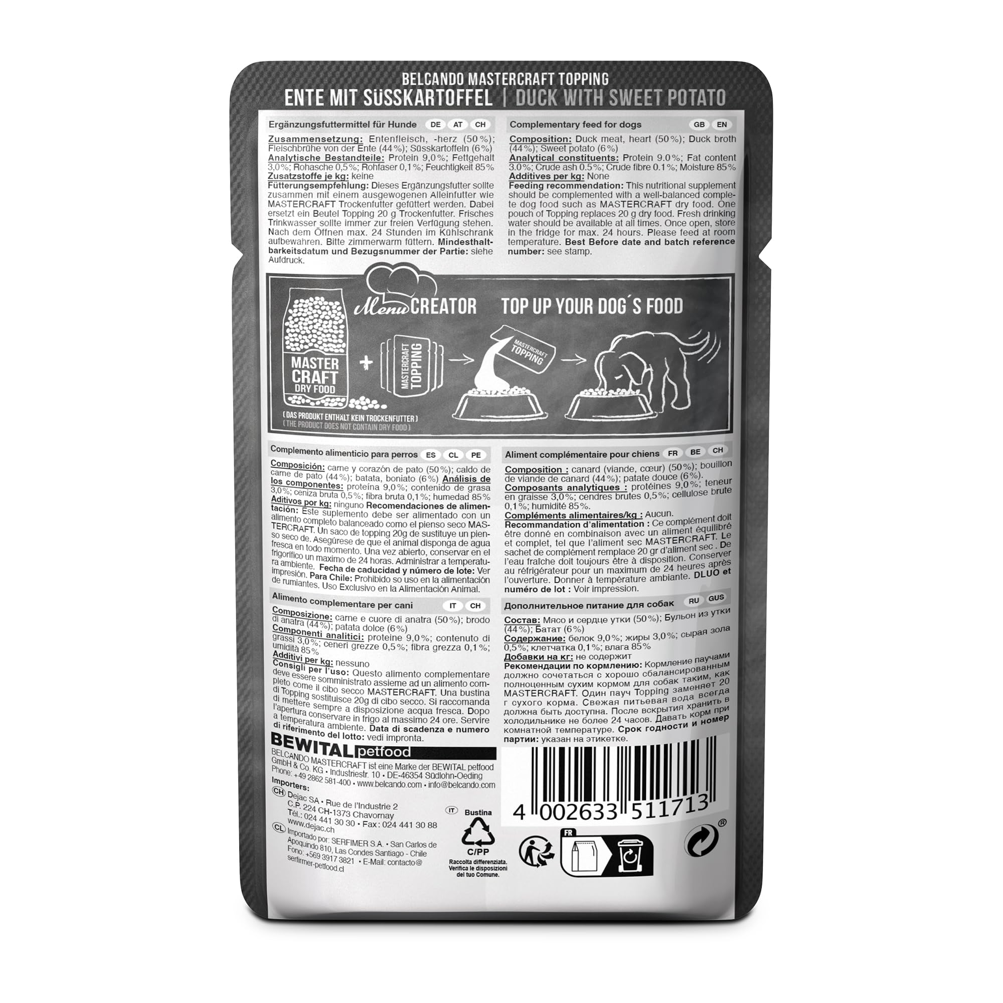 belcando-mastercraft-toppings-canard-compl-ment-chien-12x100g image 3