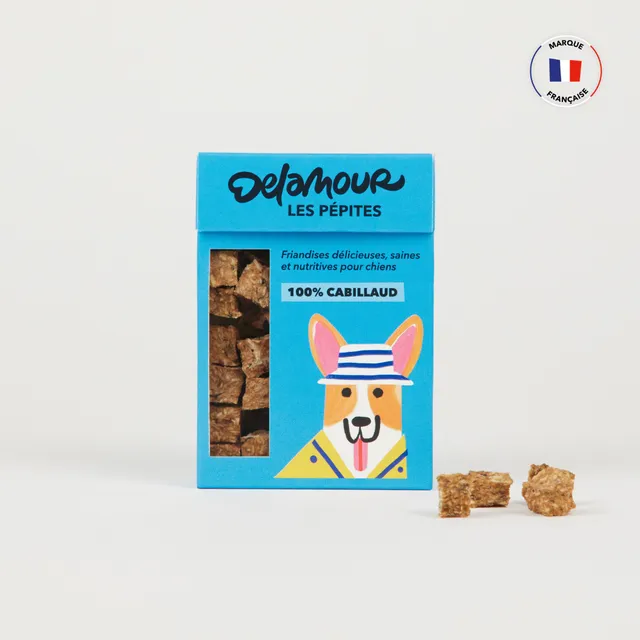 delamour-les-p-pites-cabillaud-friandise-chien-12-bo-tes-om-ga-3 image 1